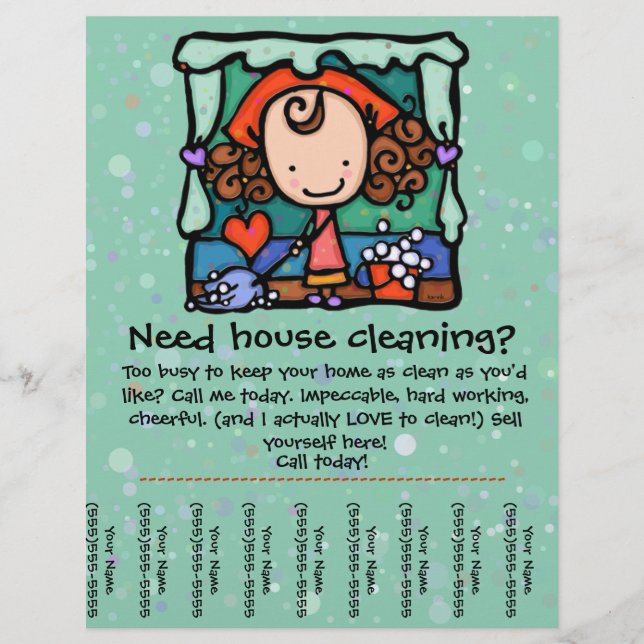 Little Girlie promotes housecleaning business GRN Flyer (Front)