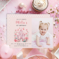 Little Girls 1st Birthday Pink Castle Photo