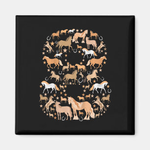 Little Girls 8 Years Old 8th Birthday Horse Graphi Magnet