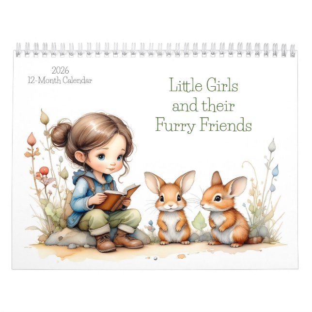Little Girls and their Furry Friends 12 Month 2026 Calendar (Cover)