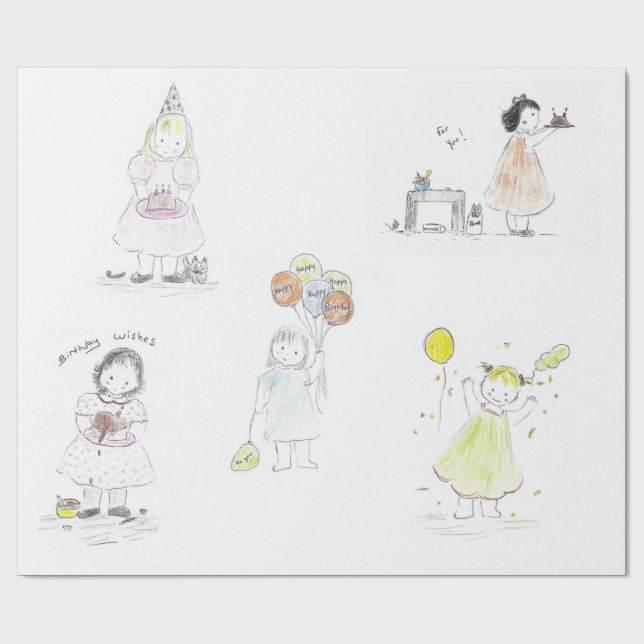 Little Girls Birthday Wrapping Paper (Flat)