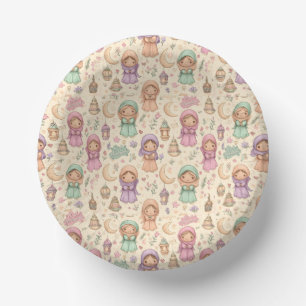 Little Girls Colourful Eid Mubarak Paper Bowls Plate