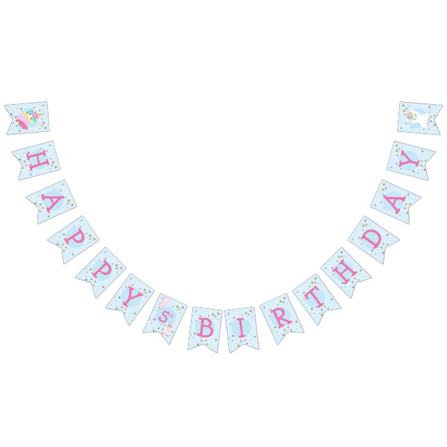 Little Girls Llamacorn Unicorn Birthday Party Bunting (All)