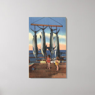 Little Girls Looking at Caught Swordfish Canvas Print