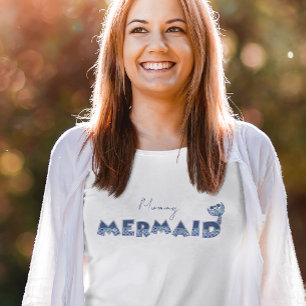 Little Girls Mermaid Birthday Mommy Editable Text T-Shirt