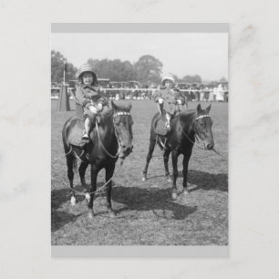 Little Girls on Horseback, early 1900s Postcard