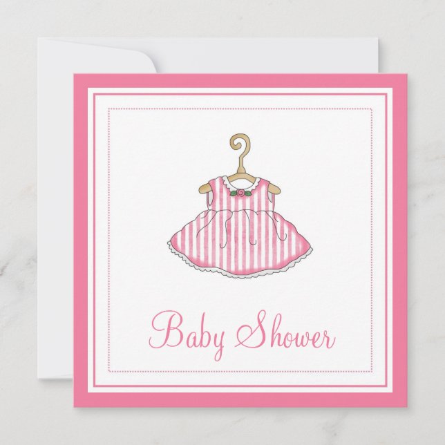Little Girl's Pink Dress Baby Shower Invitation (Front)