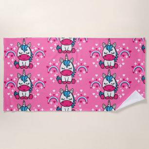 Little Girls Pink Unicorn Pony Beach Towel