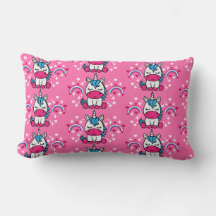 Little Girls Pink Unicorn Pony Lumbar Cushion