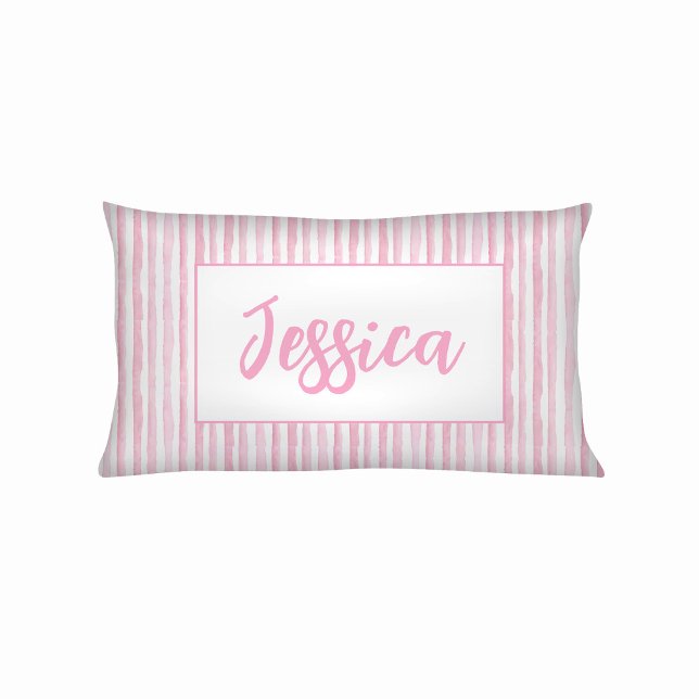 Little Girls Pink Watercolor Stripes Pillowcase (Creator Uploaded)
