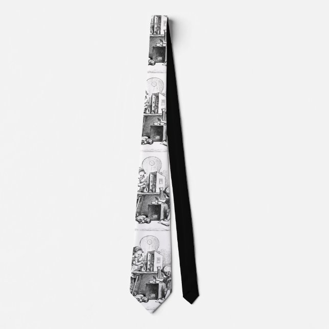 Little girls playing house etching tie (Front)