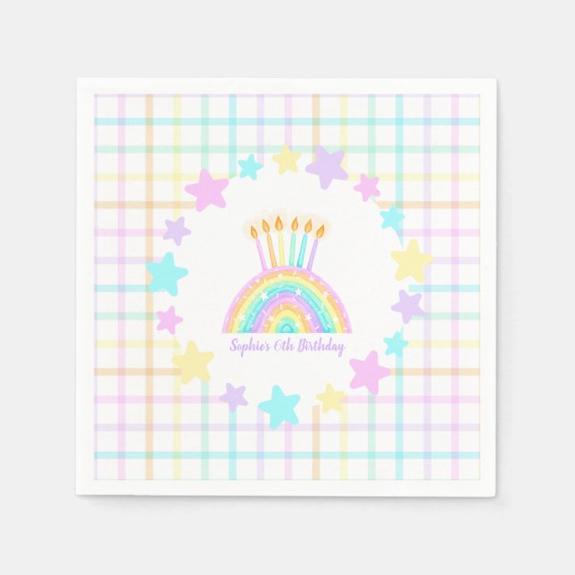 Little Girl's Rainbow Birthday Party Napkin (Front)