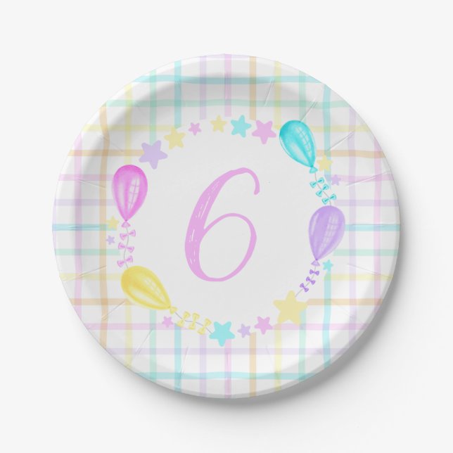 Little Girl's Rainbow Birthday Party Paper Plate (Front)