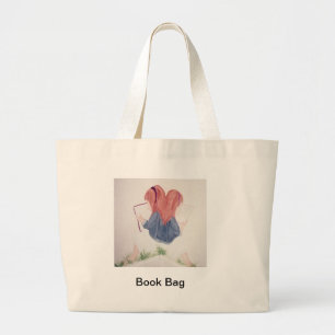 little girls reading  tote bag