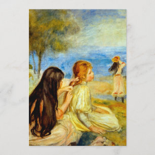 Little girls seaside beautiful Renoir painting art Announcement
