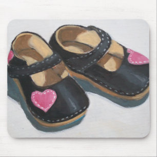 LITTLE GIRL'S SHOES WITH HEARTS, Original Art Mouse Pad