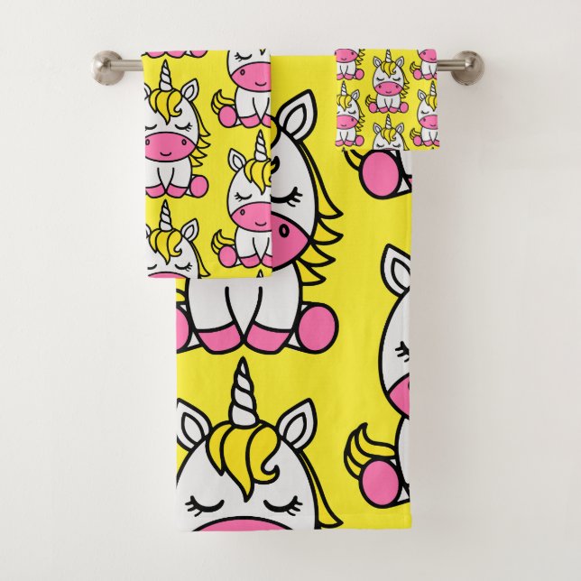 Little Girls Unicorn Pony Bath Towel Set (Insitu)