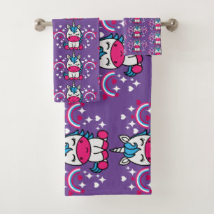 Little Girls Unicorn Pony Bath Towel Set