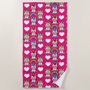 Little Girls Unicorn Pony Beach Towel