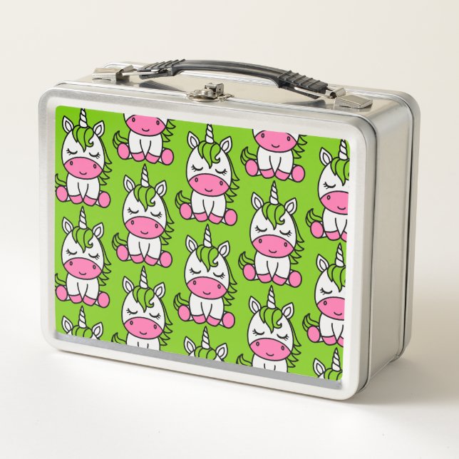 Little Girls Unicorn Pony Metal Lunch Box (Front)