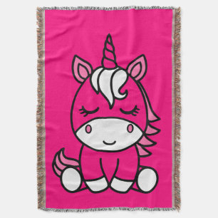 Little Girls Unicorn Pony Throw Blanket