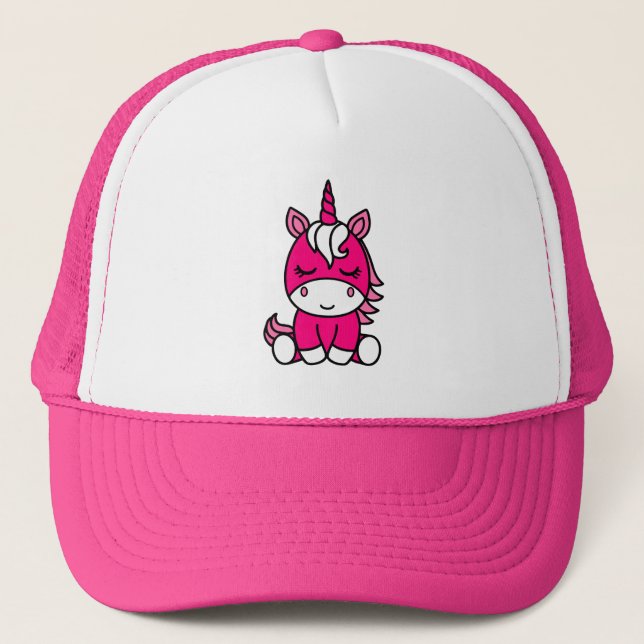 Little Girls Unicorn Pony Trucker Hat (Front)