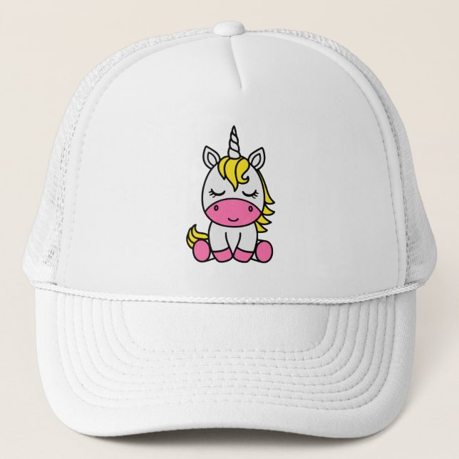 Little Girls Unicorn Pony Trucker Hat (Front)
