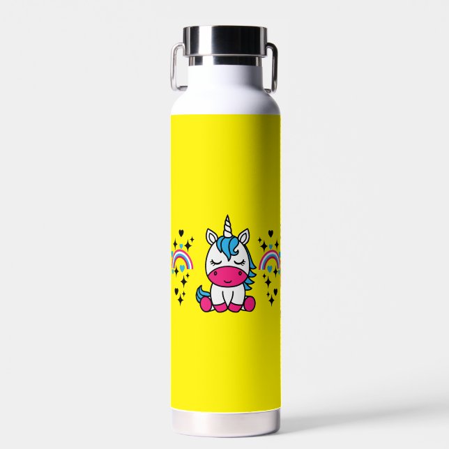 Little Girls Unicorn Pony Water Bottle (Front)