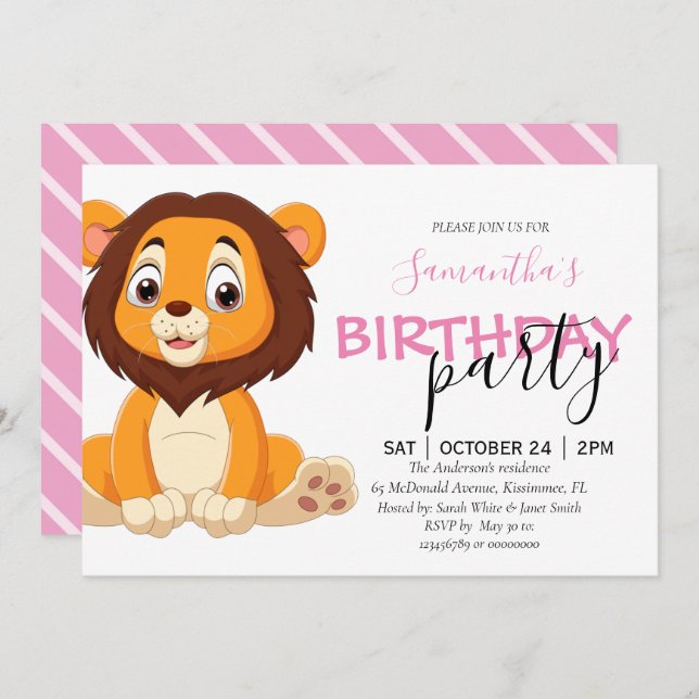 little girl's upcoming 1st birthday party! announcement (Front/Back)