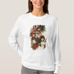 Little Girls with Holly and the Christmas Tree T-Shirt