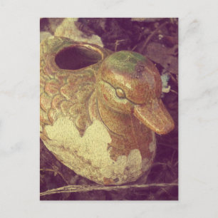 Little Glass Pie Duck Sitting in a Garden Postcard