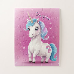 Little Glitter Unicorn Personalised Kids Jigsaw Puzzle