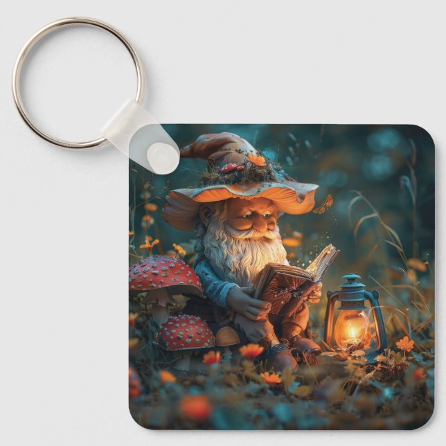 Little gnome reading a book  key ring (Front)