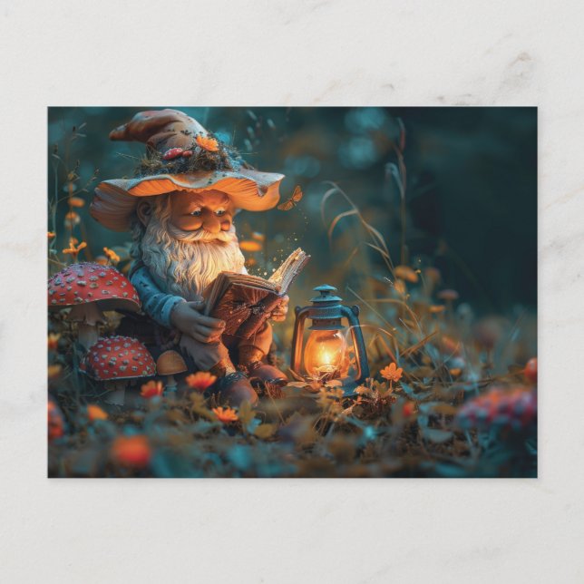 Little gnome reading a book  postcard (Front)
