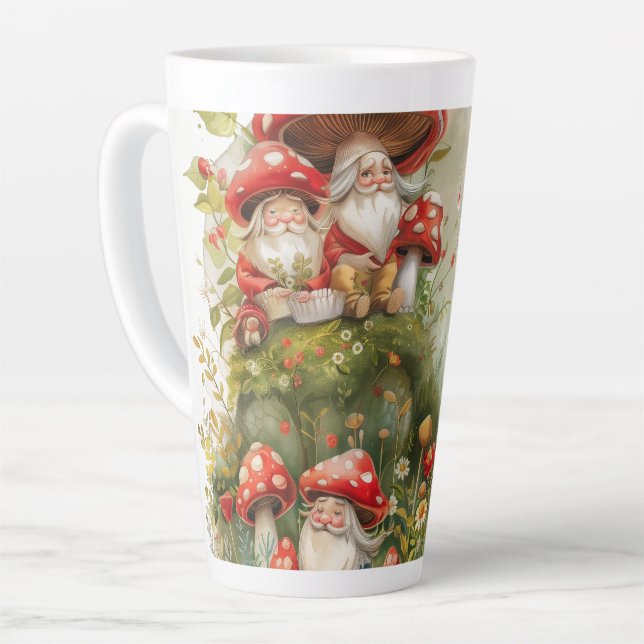 Little Gnomes & Toadstools Digital Art Latte Mug (Left Angle)