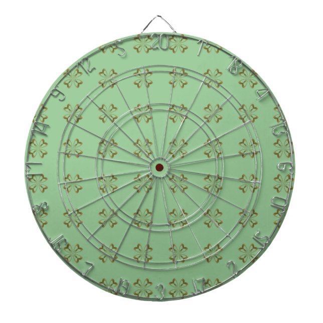Little Gold Flowers on Mint Dartboard (Front)