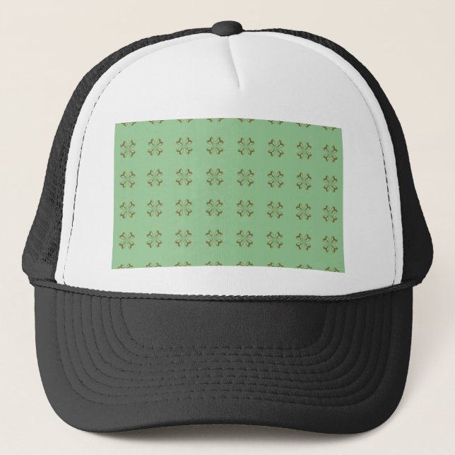 Little Gold Flowers on Mint Trucker Hat (Front)