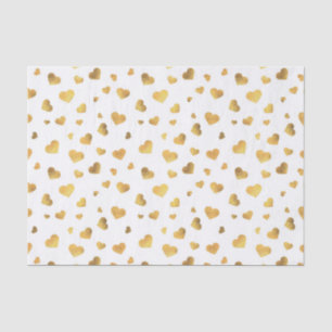Little Gold Hearts on Snow White Background Tissue Paper