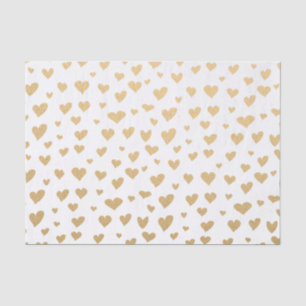 Little Gold Hearts on Snow White Background Tissue Paper