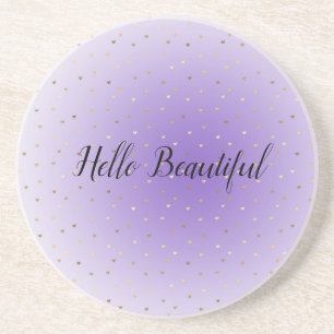 Little Gold Hearts Purple Ombre Coaster