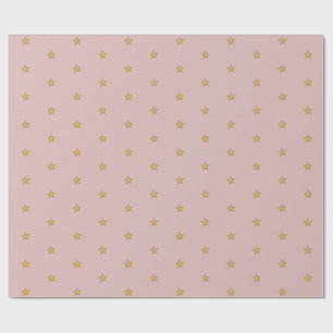 Little Gold Stars On Blush Pink Wrapping Paper