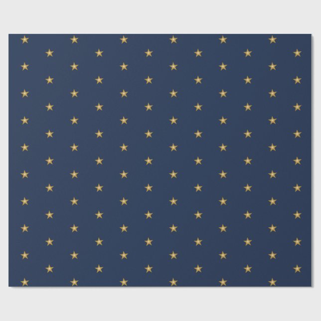 Little Gold Stars On Navy Blue Wrapping Paper (Flat)