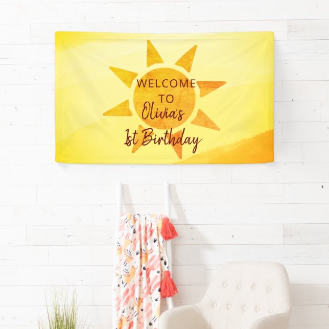  Little Gold Sunshine Boho Birthday Banner (Insitu)