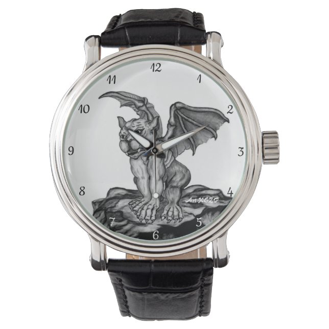 Little Golem Gargoyle, Black and white design Watch (Front)