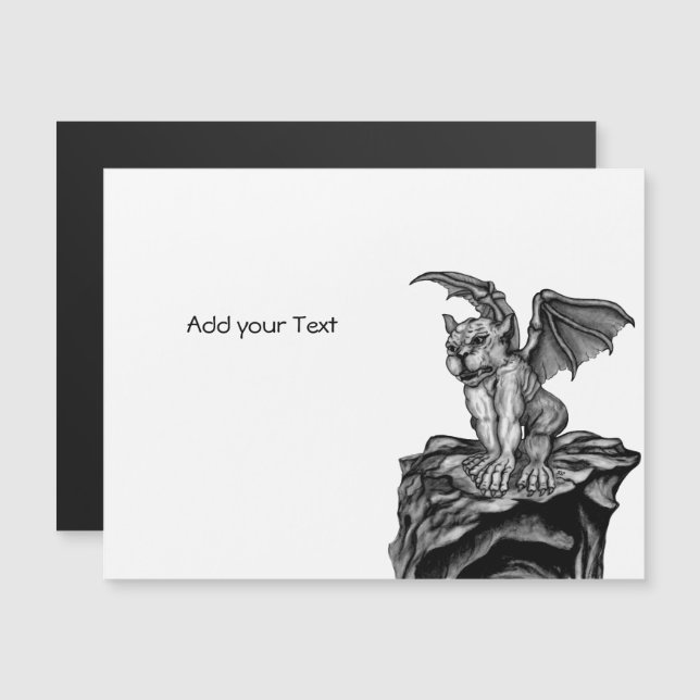 Little Golem Gargoyle Magnetic Invitation (Front/Back)