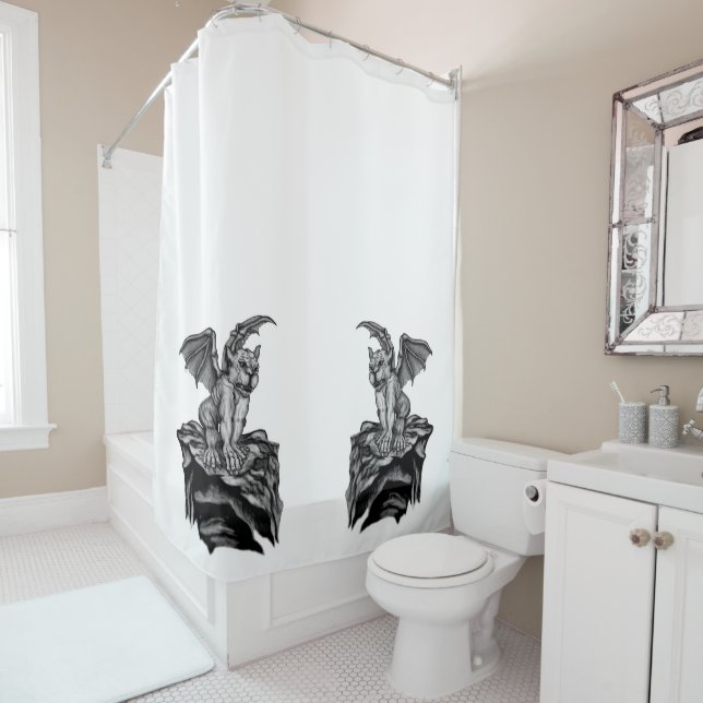 Little Golem Gargoyle Shower Curtain (In Situ)