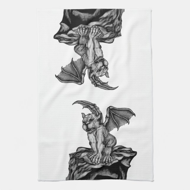 Little Golem Gargoyle Tea Towel (Vertical)