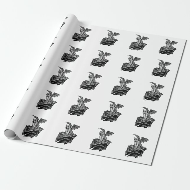 Little Golem Gargoyle Wrapping Paper (Unrolled)