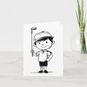 Little Golf Player Line Art For Boys  Card