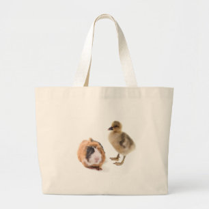 little goose and guinea pig large tote bag